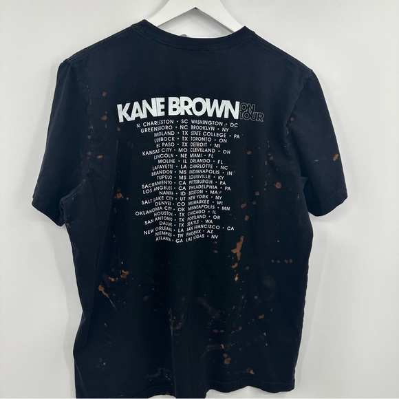 Kane Brown On Tour Bleach Dyed Splatter Short Sleeve Shirt Size XL - Picture 5 of 6